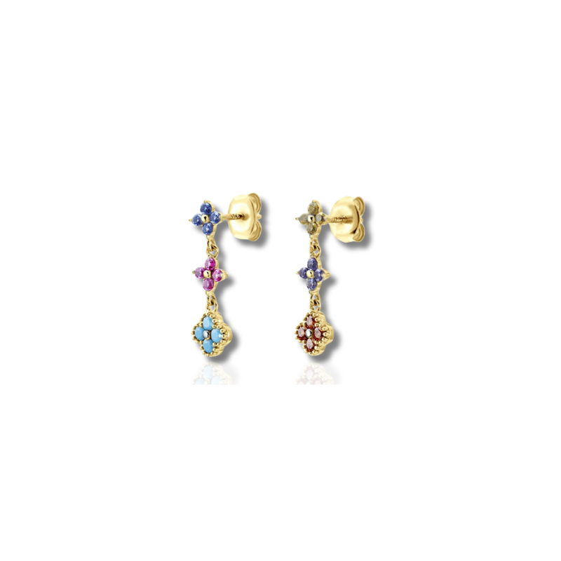 Gouden Bloem Charms Dangle Oorbellen - Jennifer