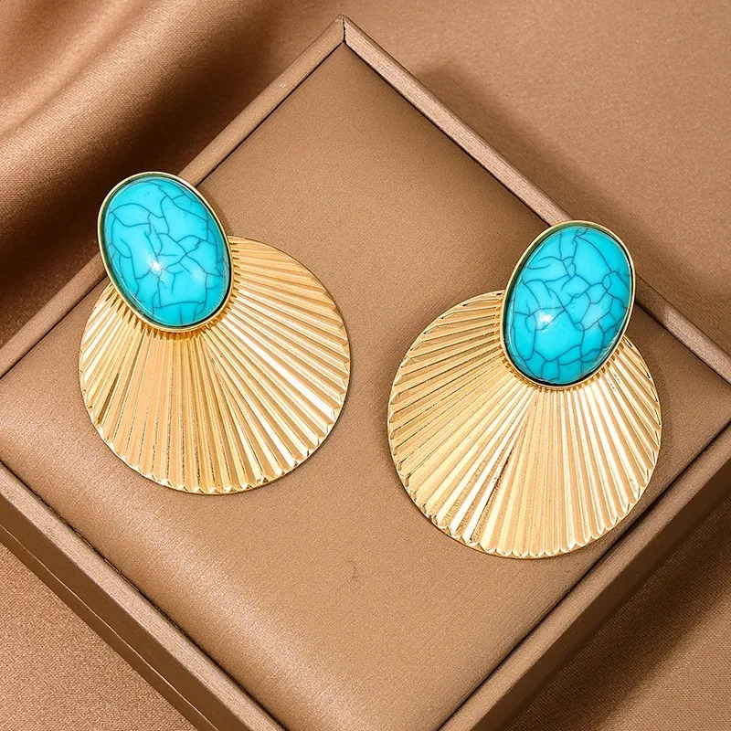 Chique turquoise oorclips - Judith