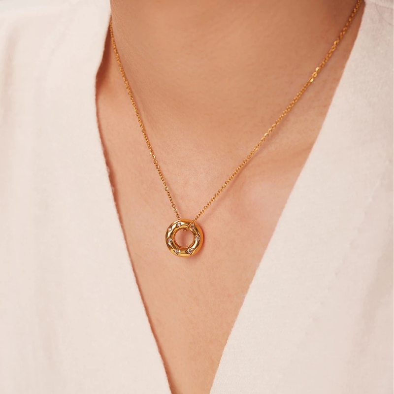Elegant Goud Vergulde Zirkonia Hanger Ketting - Kate