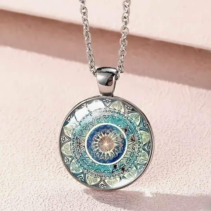 Elegant Vintage Blauwe Mandala Ketting - Mouri voor Tijdloze Stijl