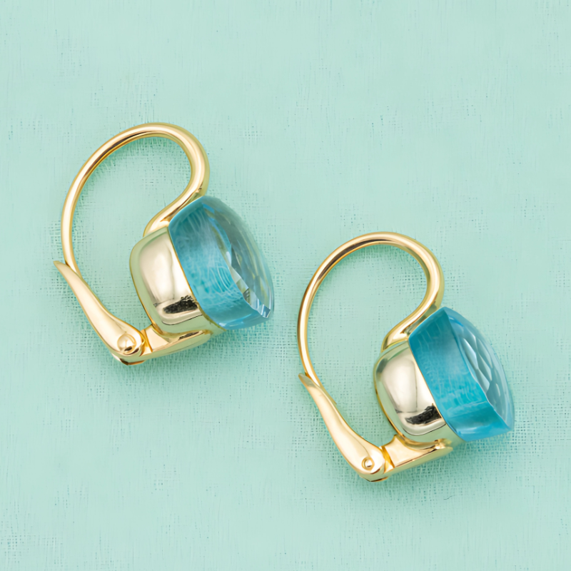Elegante Blauwe Ingelegde Zirkonia Oorbellen - Ella voor een Verfijnde Look