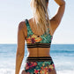 Vrouwen Badpak Set - Hoog Taille - V-halsuitsnede - Elegant Bloemenpatroon