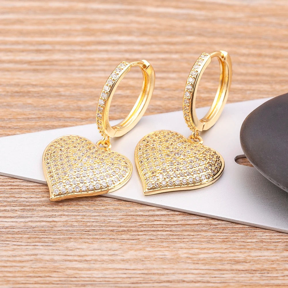 Gouden Love Heart Druppeloorbellen - Gisela