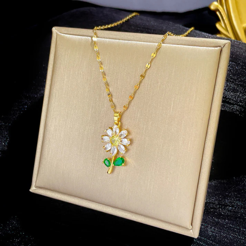 Zirkoon Zonnebloem Ketting - Elegante Scarlett Halsketting met Zonbloemontwerp