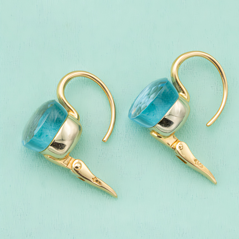 Elegante Blauwe Ingelegde Zirkonia Oorbellen - Ella voor een Verfijnde Look