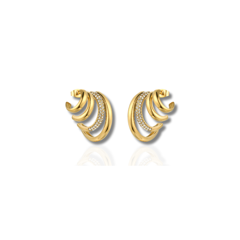 Elegant Drievoudige Oorbellen met Zirkoon - Nini