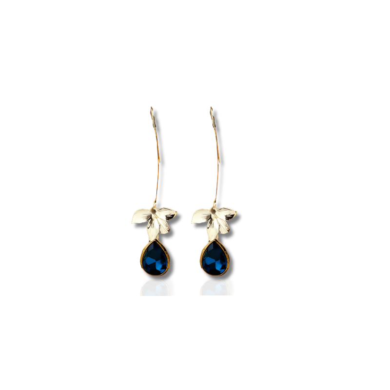 Elegante Blauwe Bloesem Oorbellen - Chic Bloemenontwerp