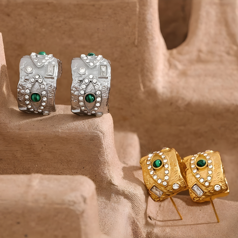 Geometrische Oorbellen met Oog en Zirkonia – Bethany