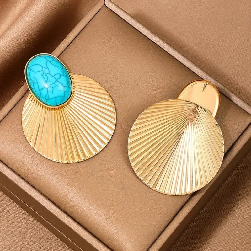 Chique turquoise oorclips - Judith