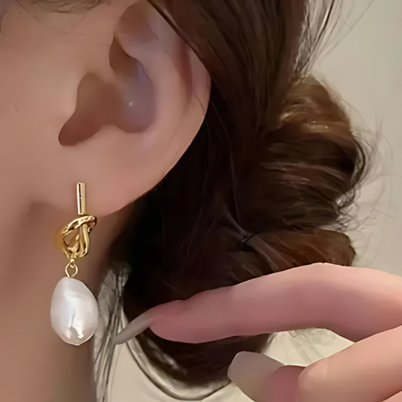 Elegante Barok Parel Oorbellen in Goud - Pien