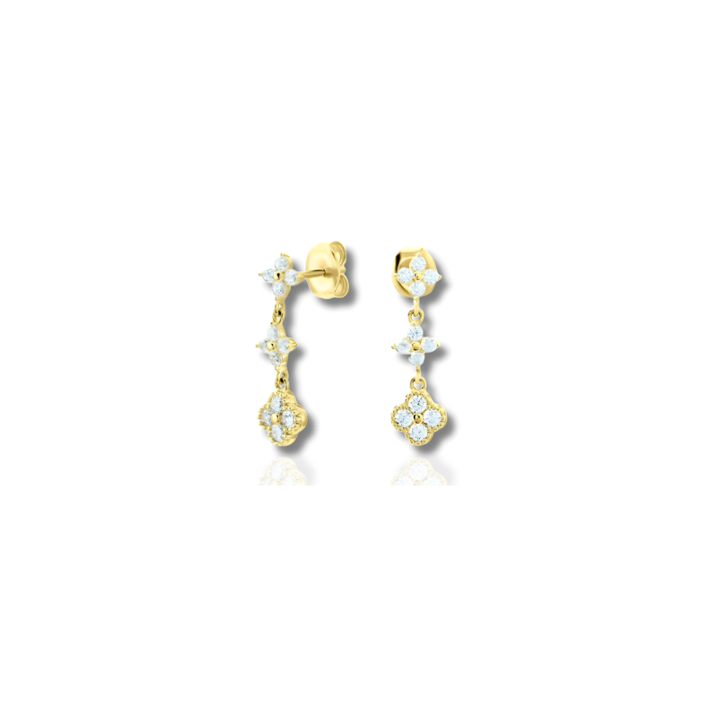 Gouden Bloem Charms Dangle Oorbellen - Jennifer