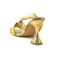 Metaal high heel sandalen met ruches en vierkante aspedster