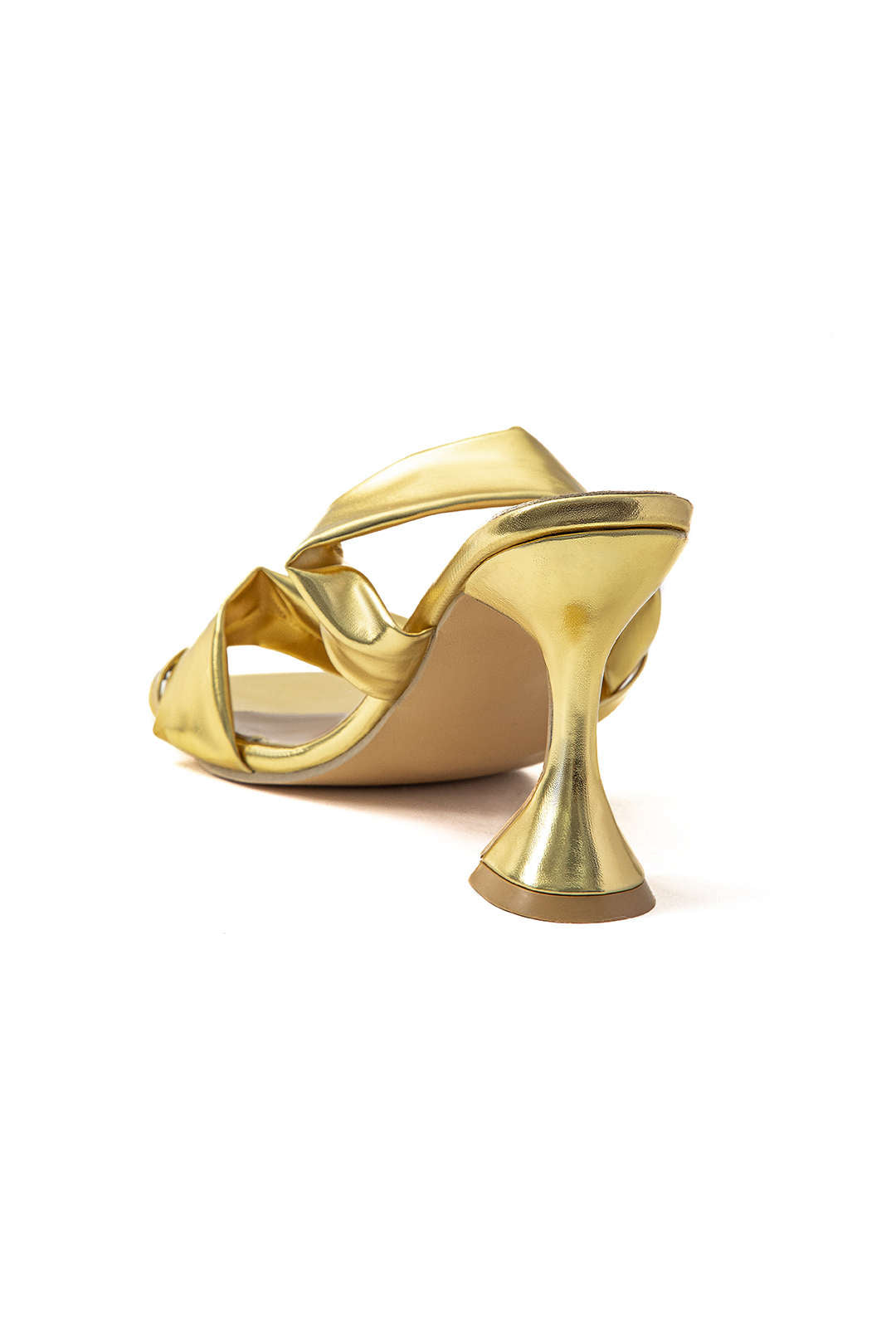 Metaal high heel sandalen met ruches en vierkante aspedster