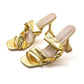 Metaal high heel sandalen met ruches en vierkante aspedster