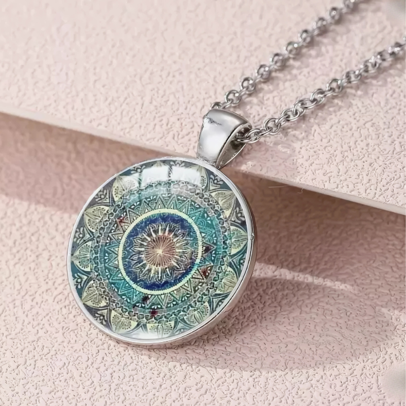 Elegant Vintage Blauwe Mandala Ketting - Mouri voor Tijdloze Stijl