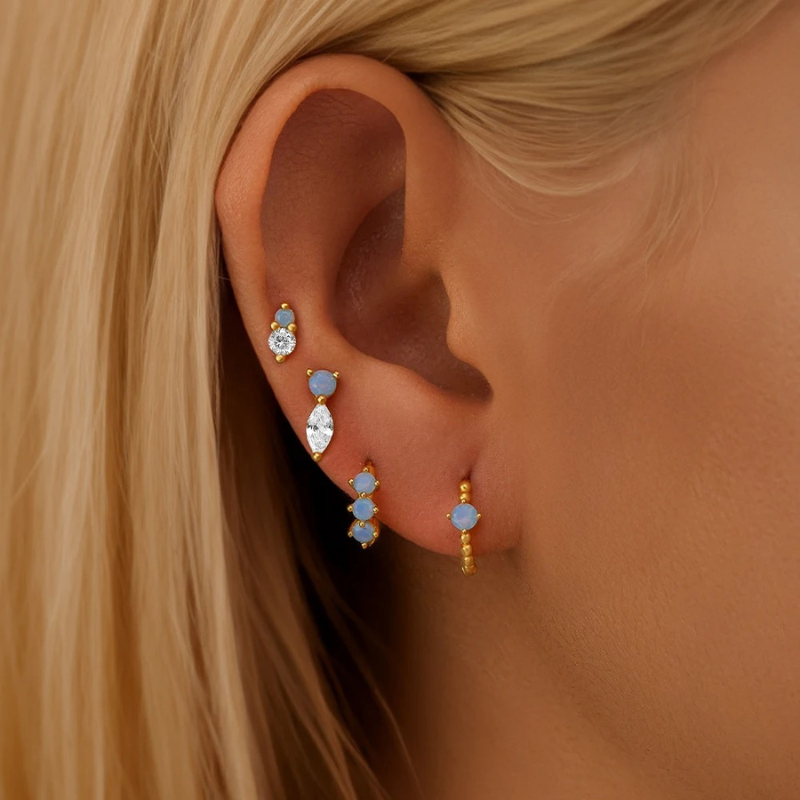 Elegante Blauw Opaal Stud Oorbellen Set - Lisa