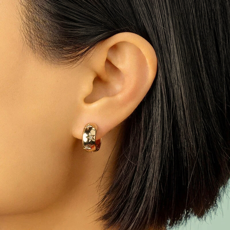 Elegant Chunky Ster Zircon Hoop Oorbellen - Angela voor een stijlvolle uitstraling