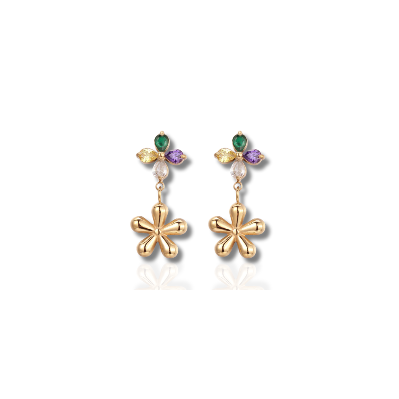 Elegante Bloemen Zircon Hangende Oorbellen - Mylah voor een verfijnde uitstraling