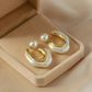 Elegante Onregelmatige  C-vorm Parel Oorbellen – Eudora