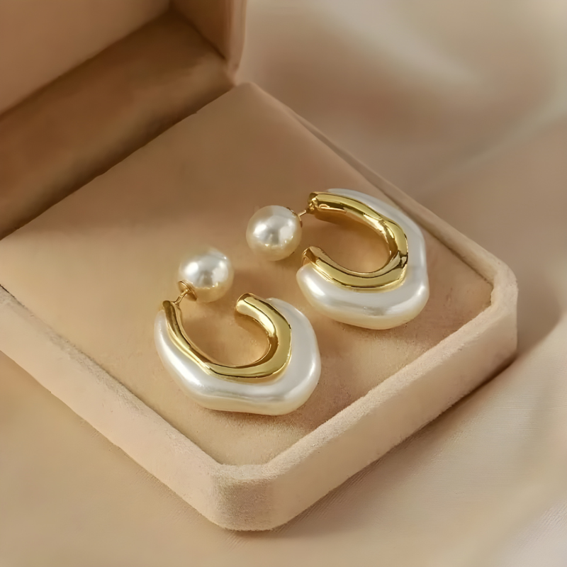 Elegante Onregelmatige  C-vorm Parel Oorbellen – Eudora