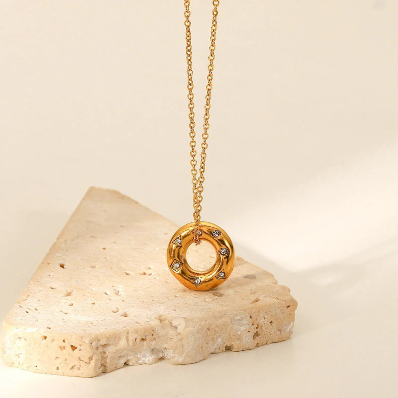 Elegant Goud Vergulde Zirkonia Hanger Ketting - Kate