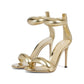 Hogehakken Sandalen met Enkelbandje en Metallic Opening
