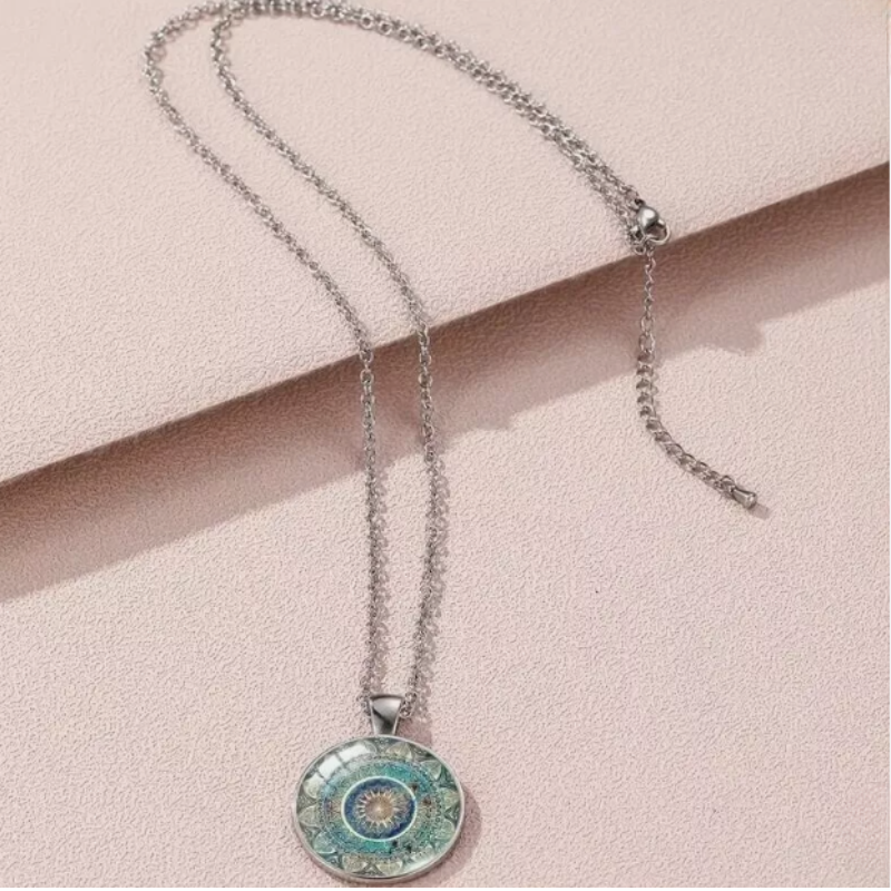 Elegant Vintage Blauwe Mandala Ketting - Mouri voor Tijdloze Stijl