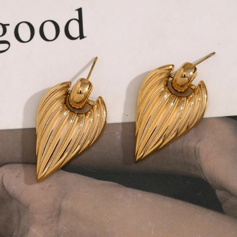 Gouden Geplateerde Druppel Blad Oorbellen - Zainab