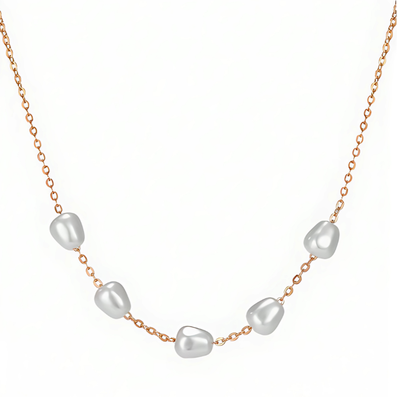 Verfraai je look met de elegante Verse Vijf-Parels Ketting - Victoria