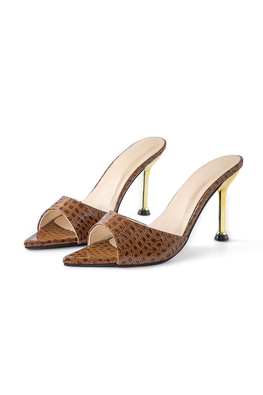 Puntige Enkellaars Sandalen Met Hoge Hakken Zonder Enkelband
