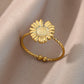 Verstelbare Ring met Zonnebloem in Glanzend Goud