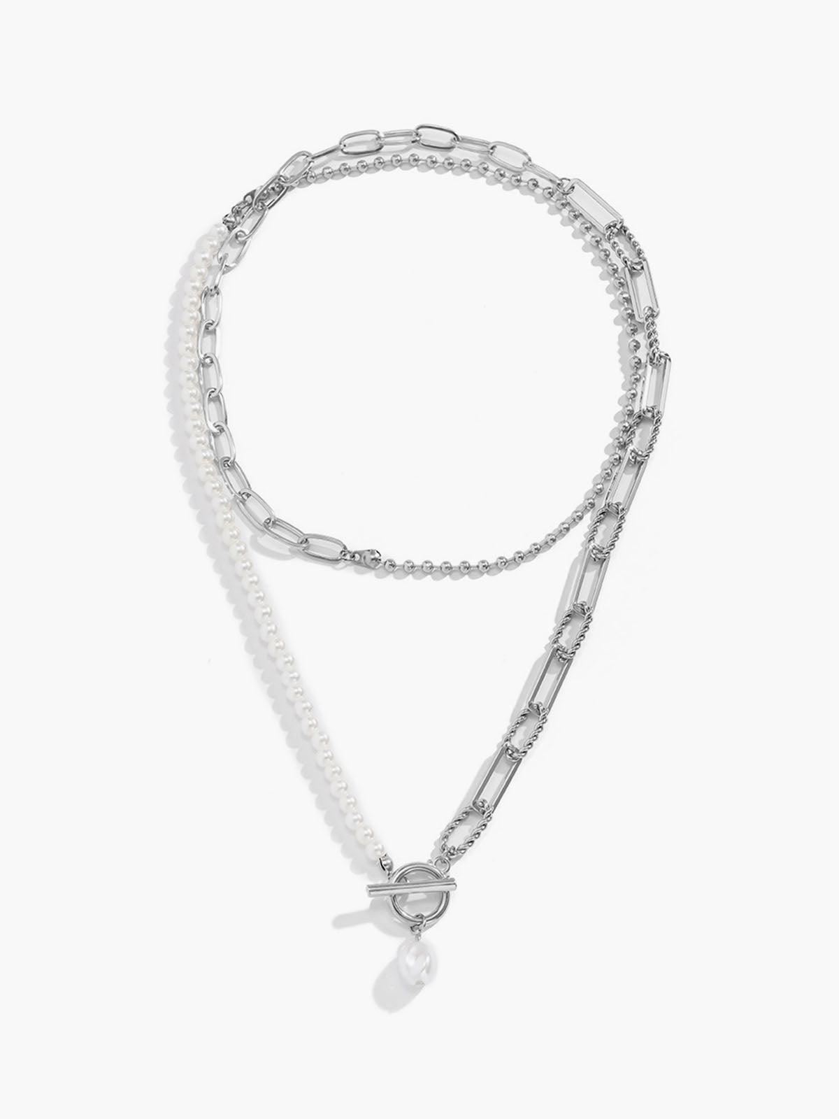 Zilveren Saturnus Schakelketting met Parel – Trendy Damesketting met Hanger