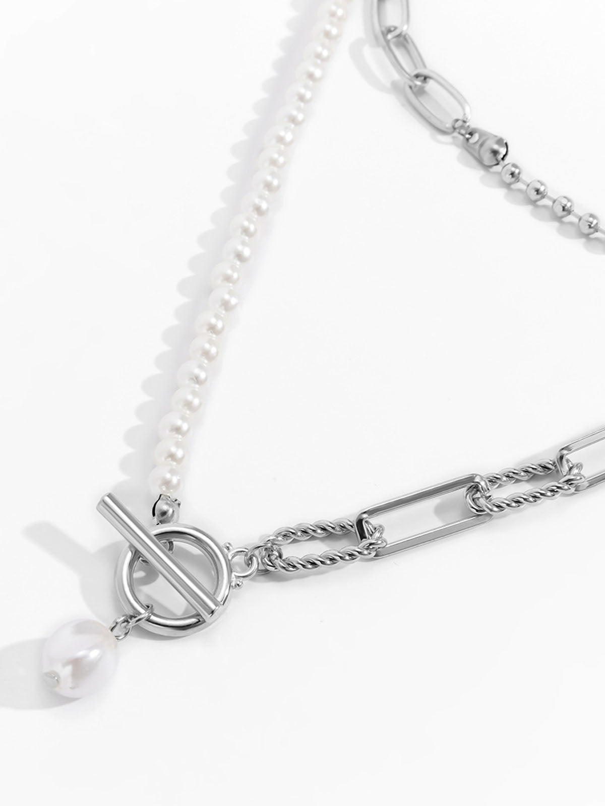 Zilveren Saturnus Schakelketting met Parel – Trendy Damesketting met Hanger
