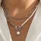 Zilveren Saturnus Schakelketting met Parel – Trendy Damesketting met Hanger