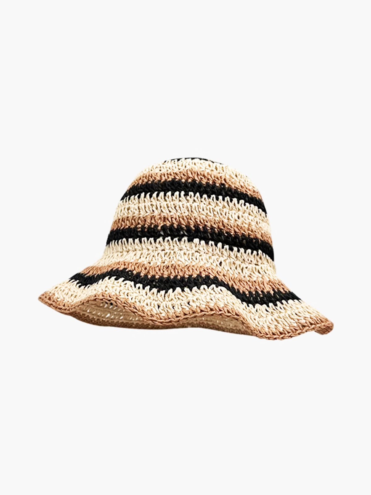 Bucket hoedje met gestreept strohout voor een casual en elegante uitstraling