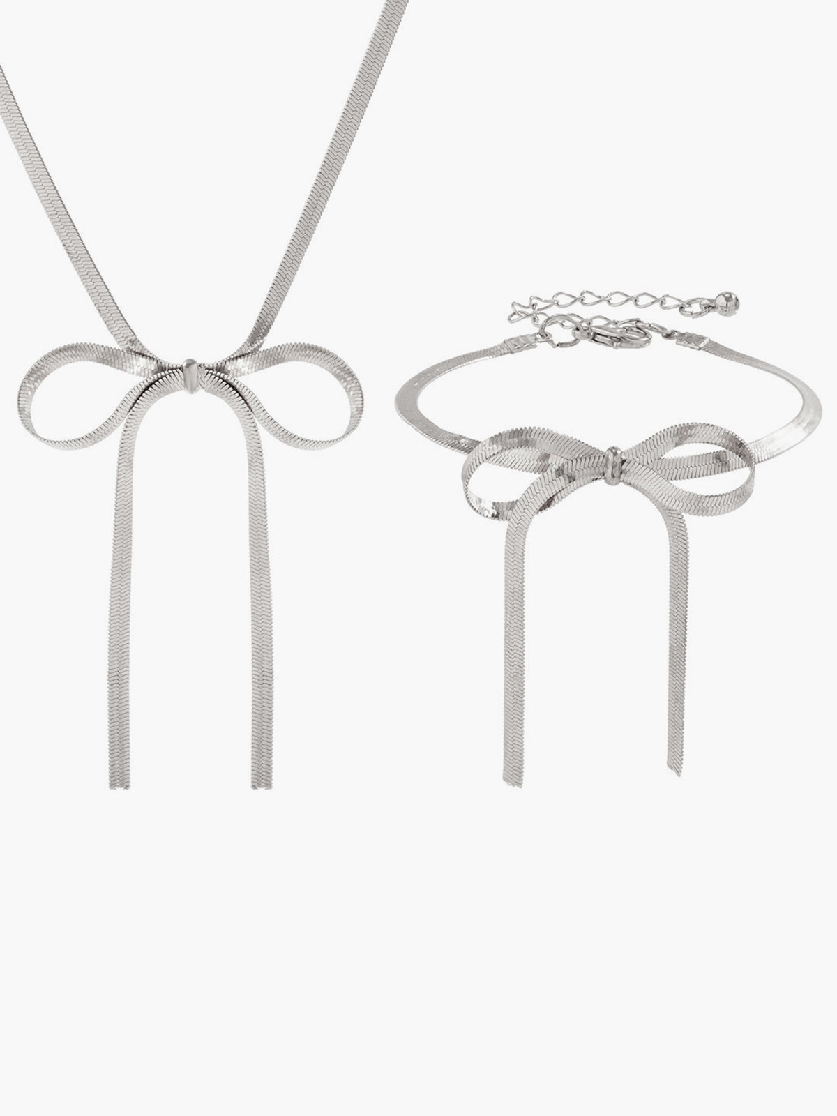 Maak uw stijl compleet met de elegante strik en kwastjes kettingen- en armbanden set
