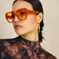 Vintage-Polygon Design Cat-Eye Zonnebril met Nieten-details