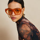 Vintage-Polygon Design Cat-Eye Zonnebril met Nieten-details