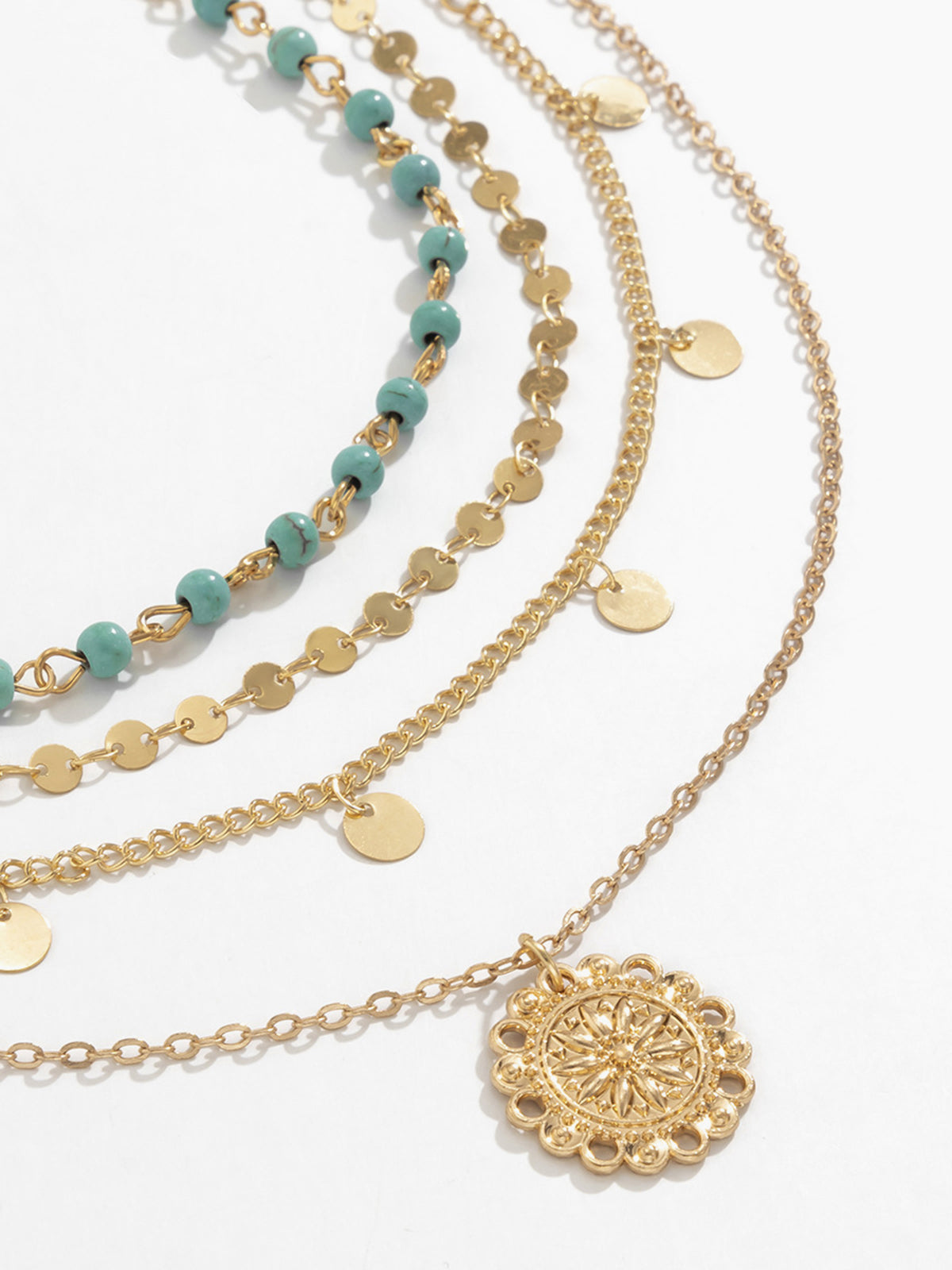 Multi-lagen turquoise ketting voor een stralende stijl