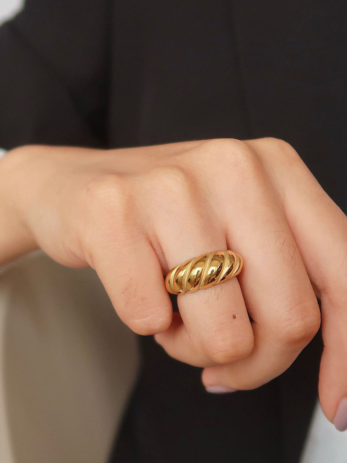1 stuk Croissant Hemp Design Ring - Stijlvolle modeaccessoire