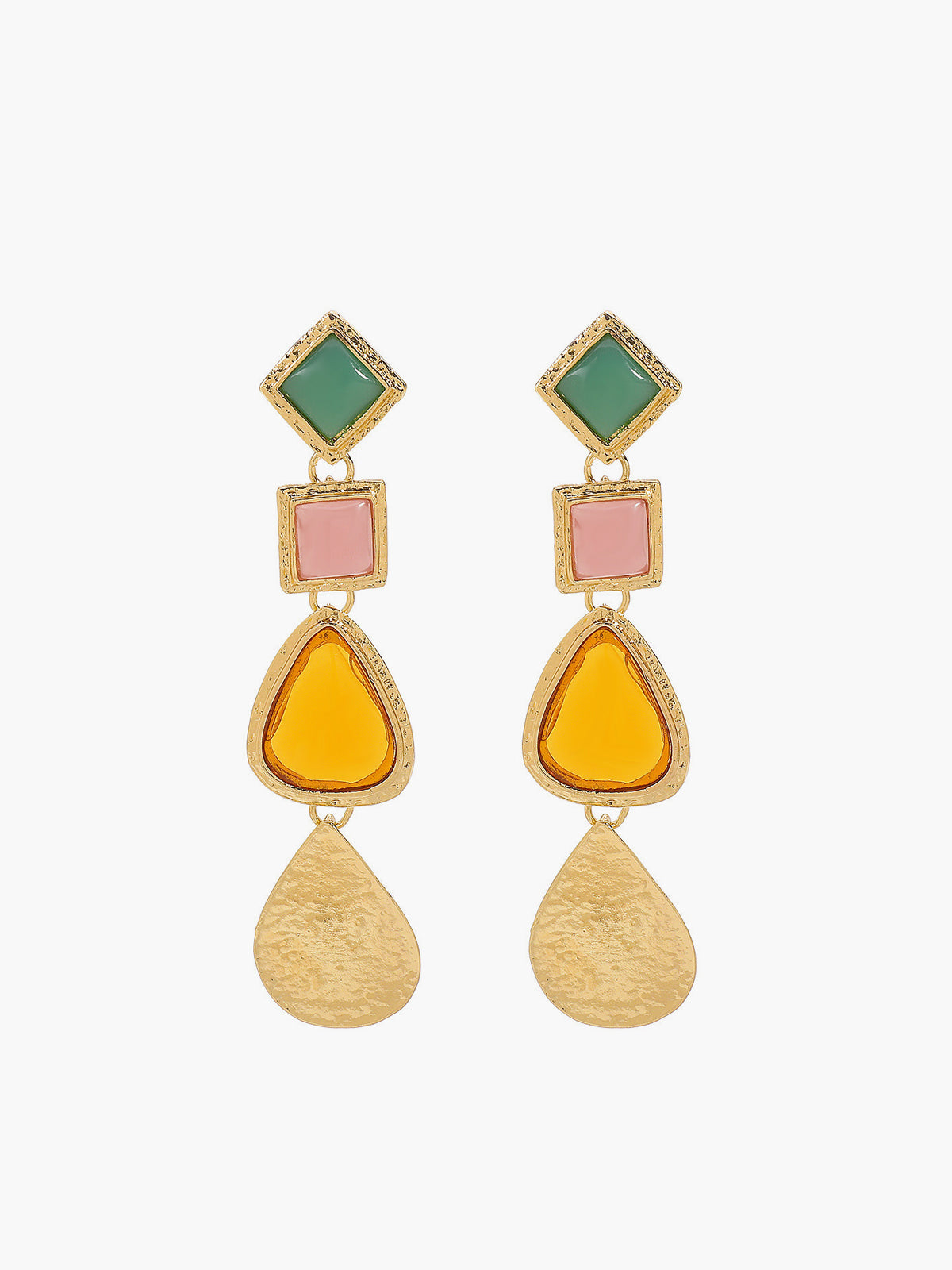 Geleefde geometrische resin oorbellen met elegante druppel