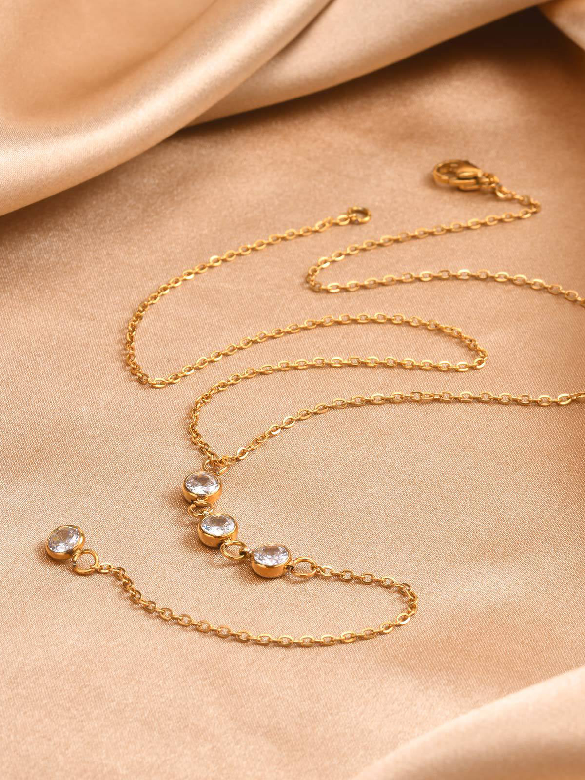 Rhinestone Lariat Dangle Ketting