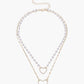 Dubbel laag oorbellen met hart en parels - Elegante en verfijnde ketting