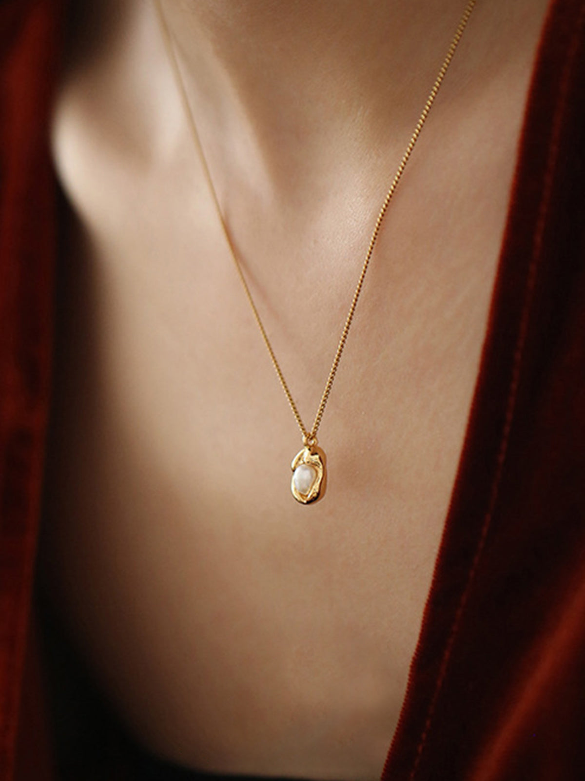 Gouden Decor Parels Pendant Halsketting