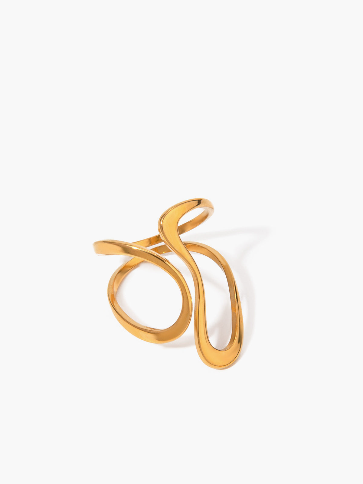 Gouden open spiraalring met onregelmatige vorm – Trendy modeaccessoire