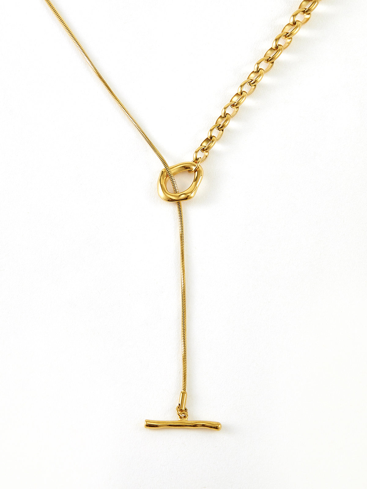 Elegante Y-halsketting met lariat in goud