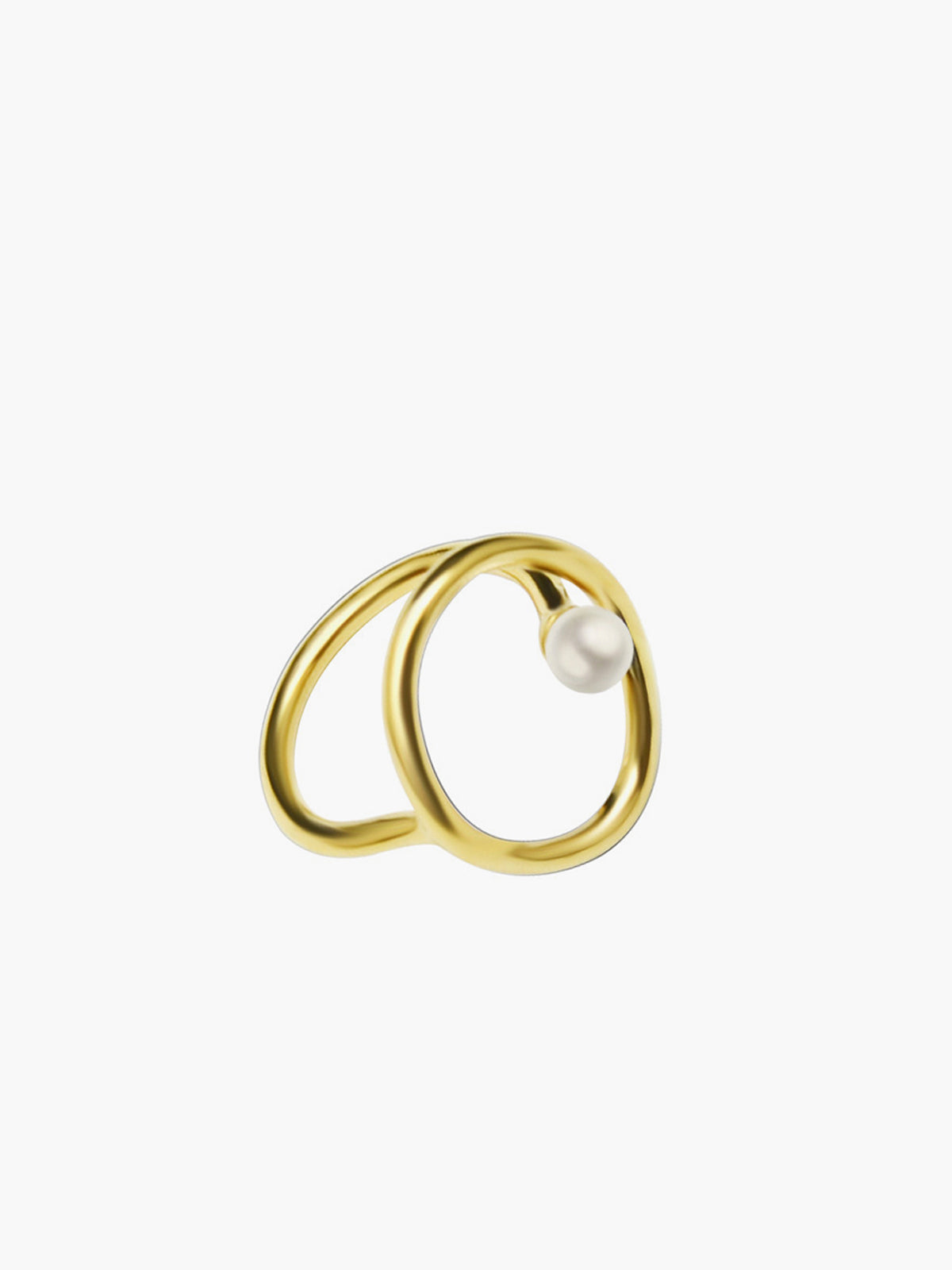 Gouden ring met zoetwaterparel in ovale en cirkelvorm voor een elegante uitstraling