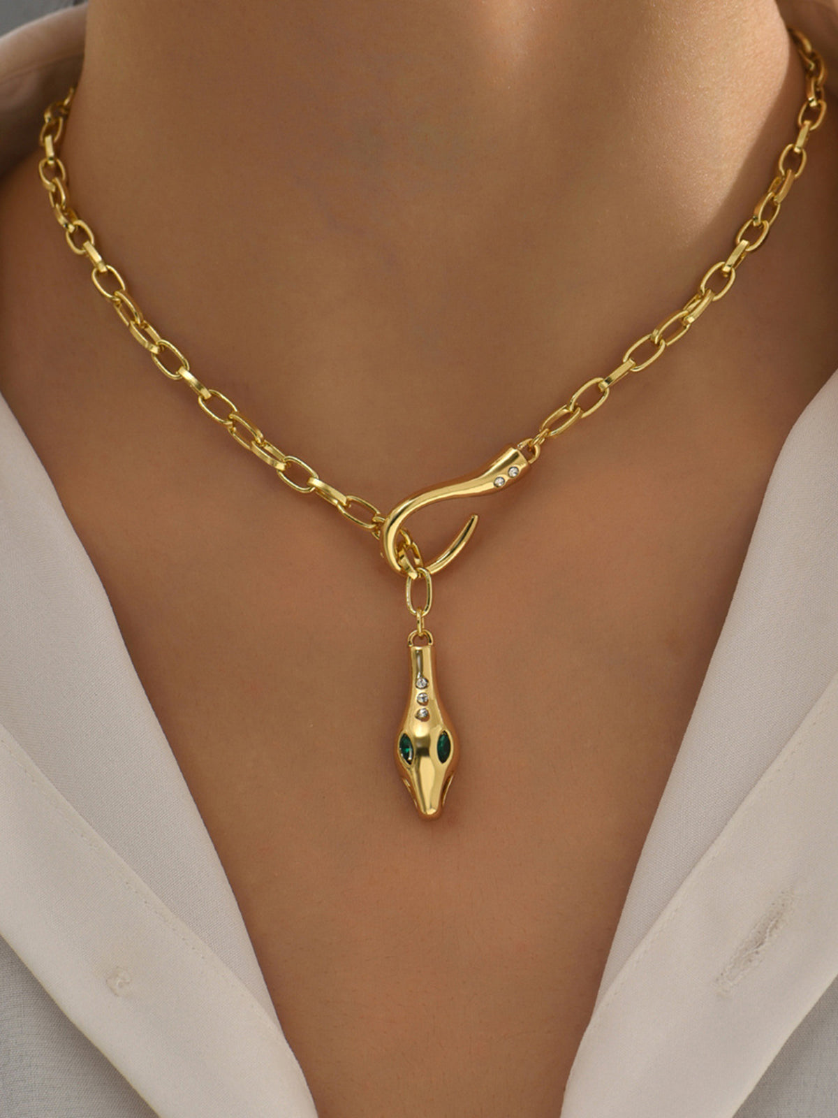 Rhinestone Slang Oorring Ketting