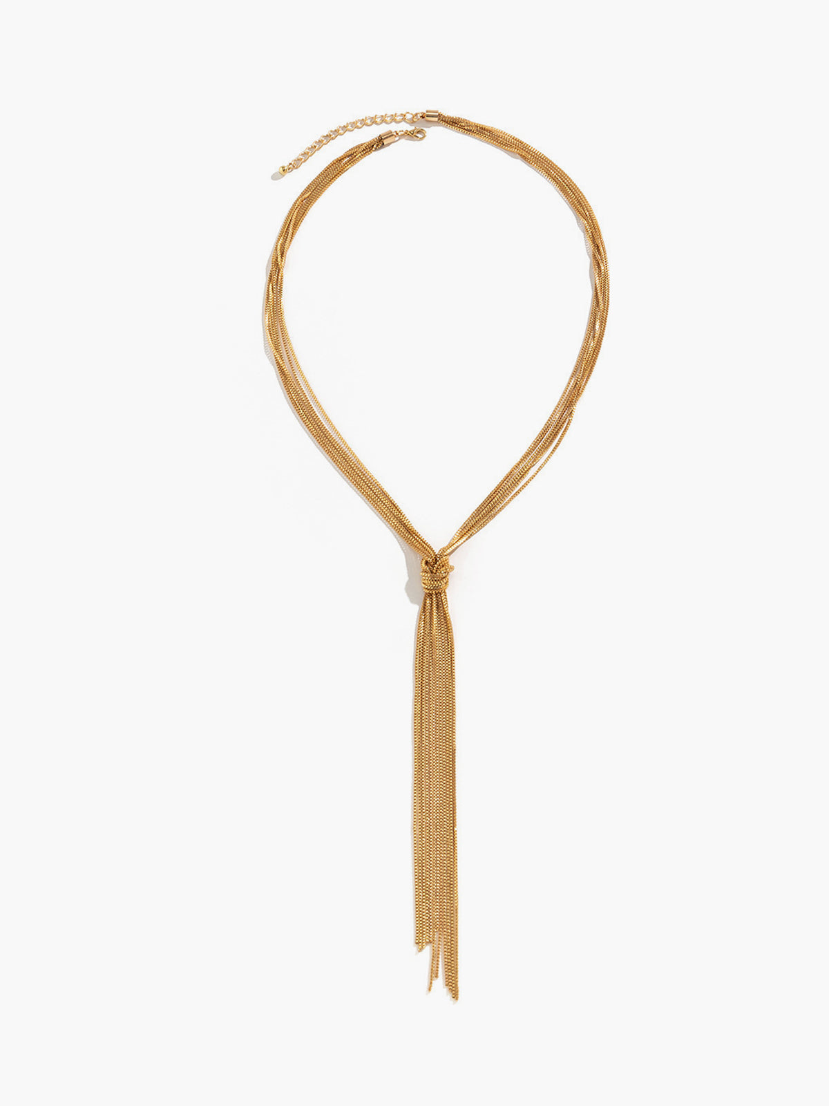 Lange Goudkleurige Ketting – Statement Halsketting met Knoop