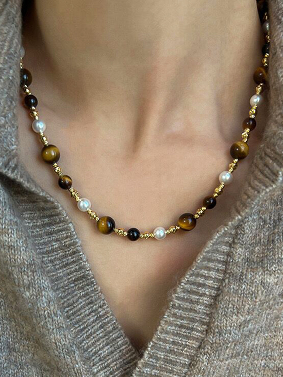 Elegante en trendy tijgeroog ketting